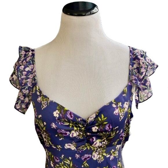 NWT Forever 21 Tiered Purple Floral Print Mini Dress. Size XL - Picture 7 of 13